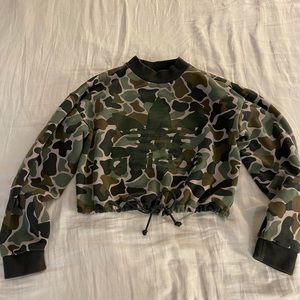 Adidas XS Camo Cropped Pullover Sweater